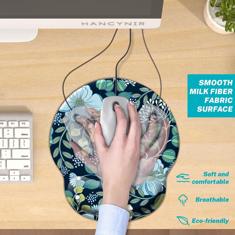 Hancynir Floral Flower Mouse Pad with Wrist Rest, Ergonomic Cute Gel Mousepad Wrist Support, Computer Gaming Mouse Pad with Pain Relief Non-Slip PU Base for Desk Accessories Home Office Decor Supplies - Image 4